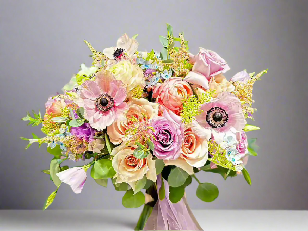 Bouquet of colorful flowers with a background