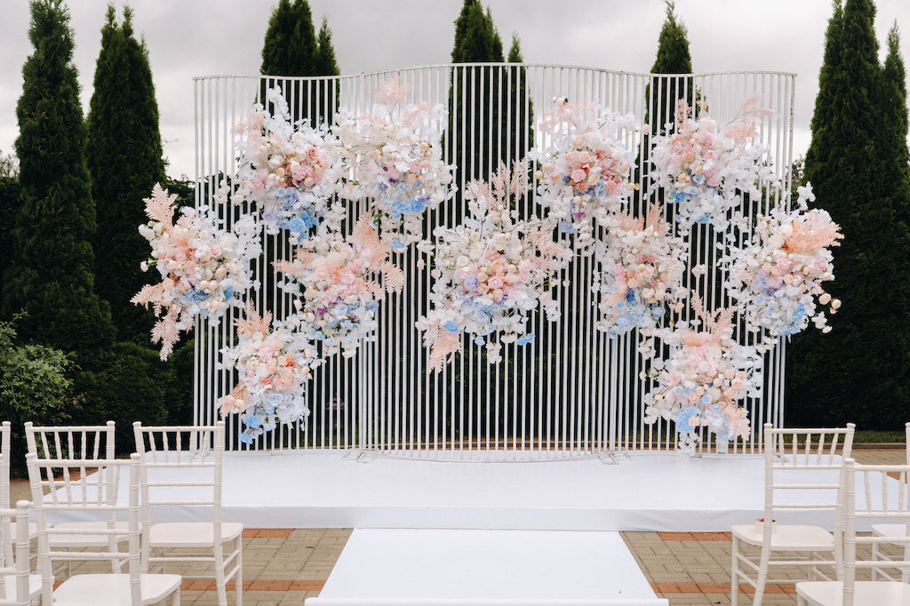 Vancouver-BC-wedding-ceremony-flower-pillar-arrangements